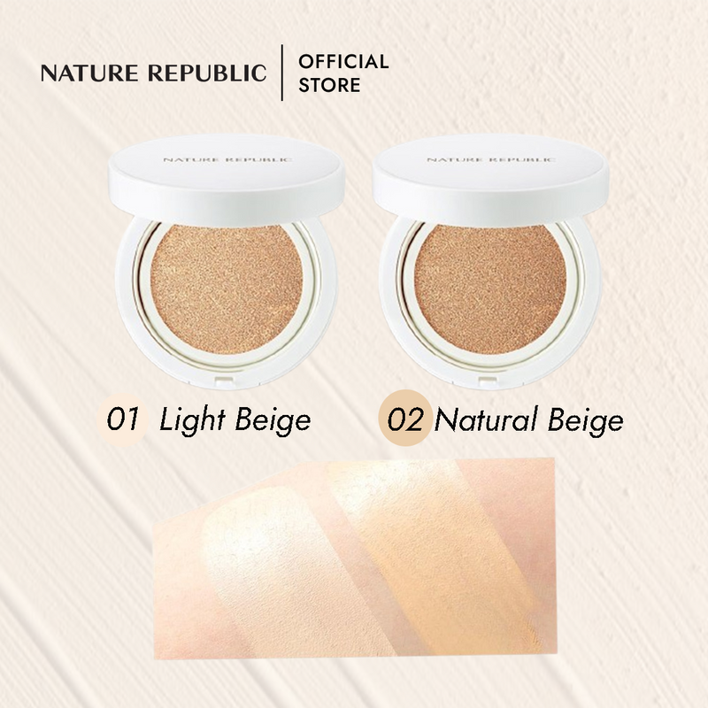 NATURE REPUBLIC GREEN DERMA MILD CICA SERUM COVER CUSHION SPF50+ PA+++ 02 NATURAL BEIGE